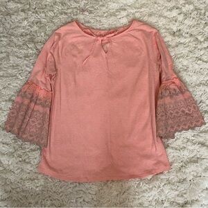 Peach Boho Embroderied Long Sleeve Top